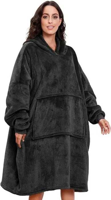Bluza z kapturem oversize, koc ciepła modna PREZENT