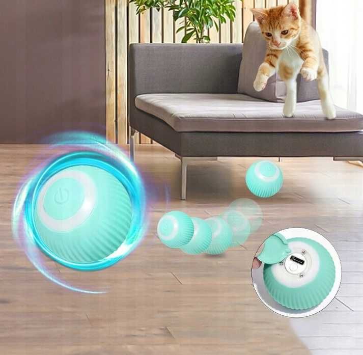 Inteligentna rotacyjna piłka LED zabawka interaktywna dla zwierząt