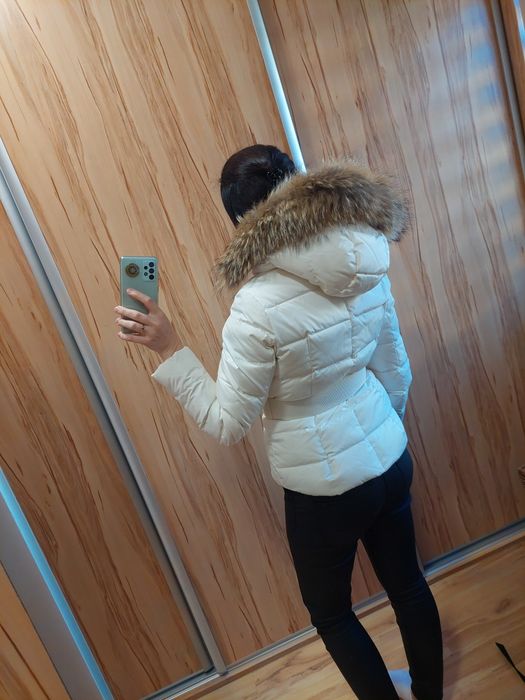 Kurtka biała zimowa puchowa używana jako narciarska Bogner