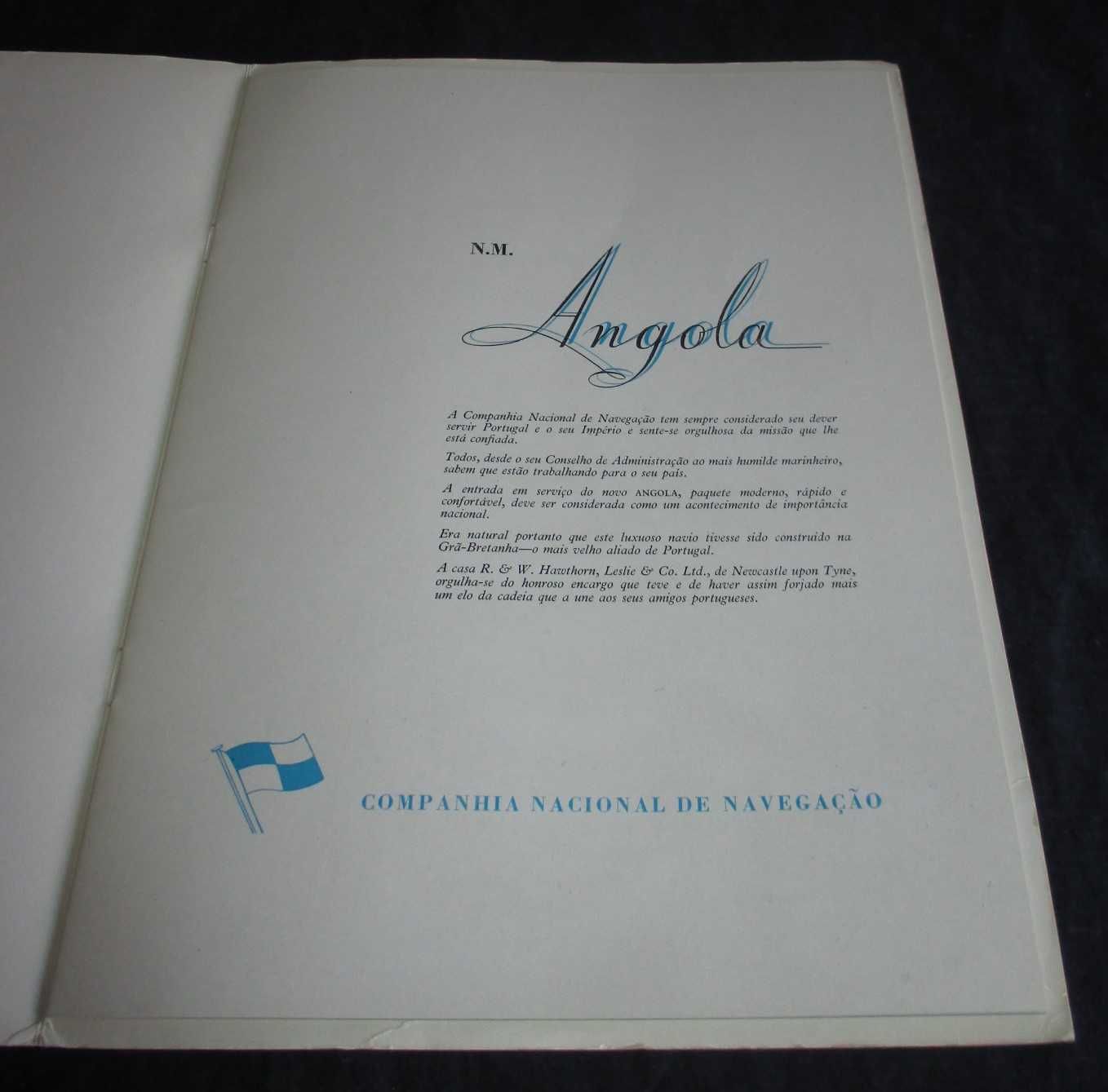 Folheto Companhia Nacional de Navegação Angola Paquete