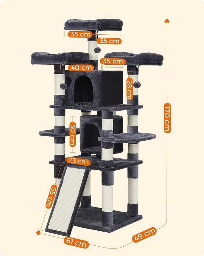 Solidny Wysoki Drapak Drzewko dla Kota 2 Domki Legowisko Wieża