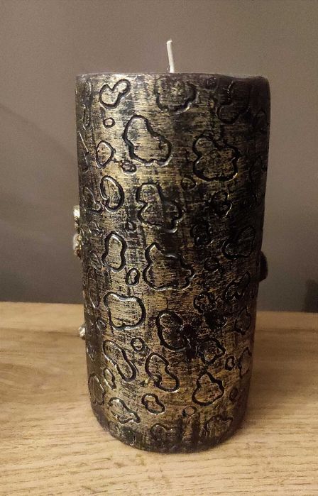 Świeca z tygrysem złoto - czarna 15 cm Glamour luxury tłoczona