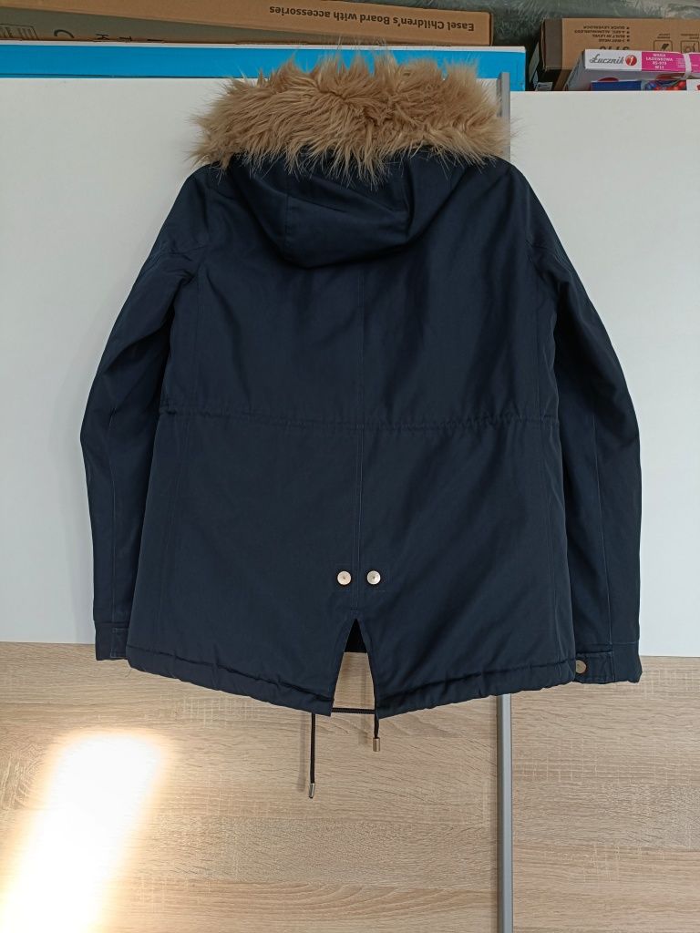 Kurtka zimowa parka damska XS Zara granatowa