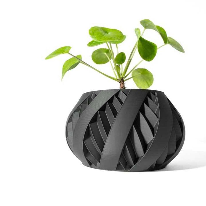 Vaso de Planta Esférico 3D - Design Entrelaçado Abstrato