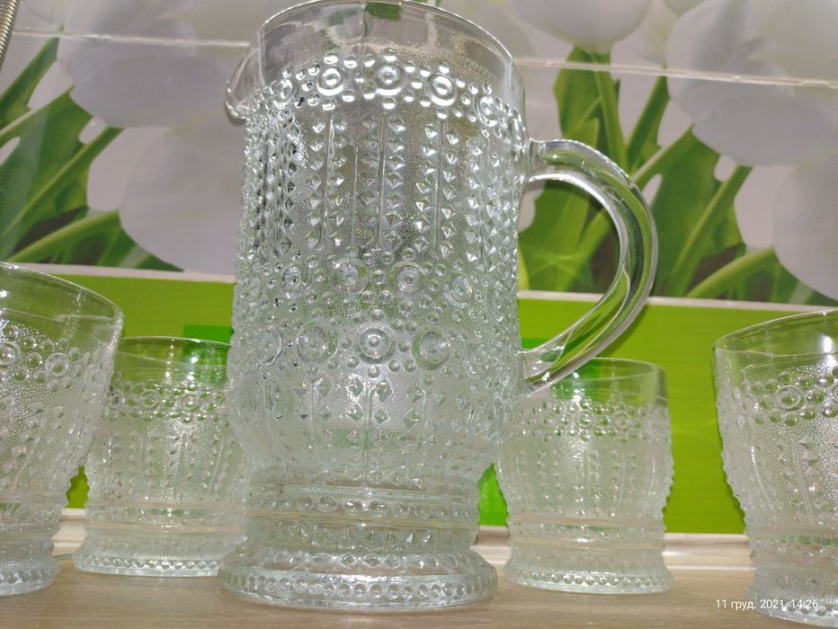 Кувшин и 6 стаканов хрусталь