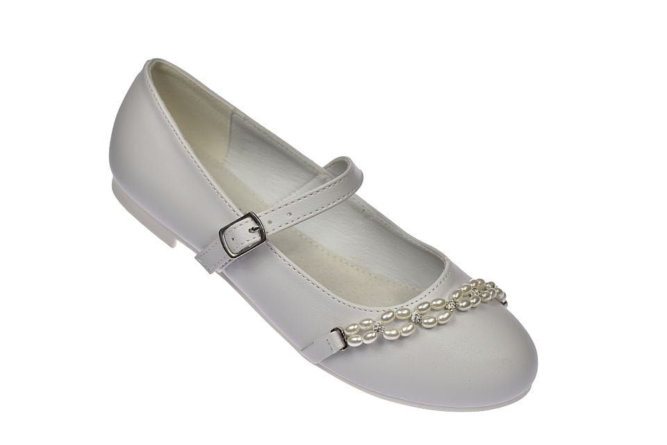 Buty komunijne dziewczęce balerinki białe K48/23  roz. 33