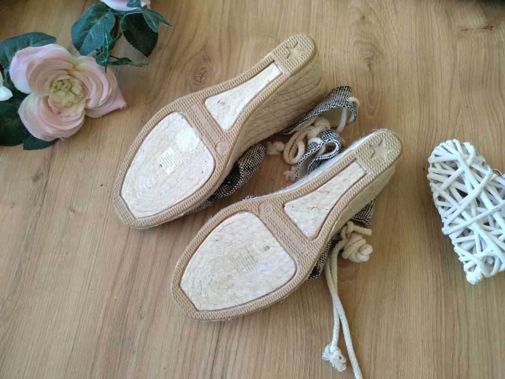 GAP nowe sandały espadryle koturny marynarskie 39 wiązane Boho etno