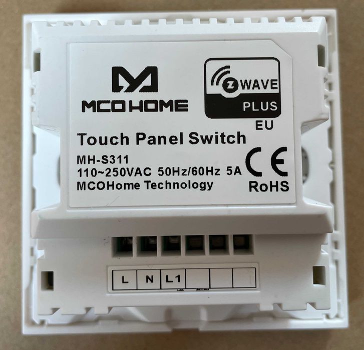 MCOHome Touch Panel Switch MH-S311, wyłącznik światła Z-wave, Czarny