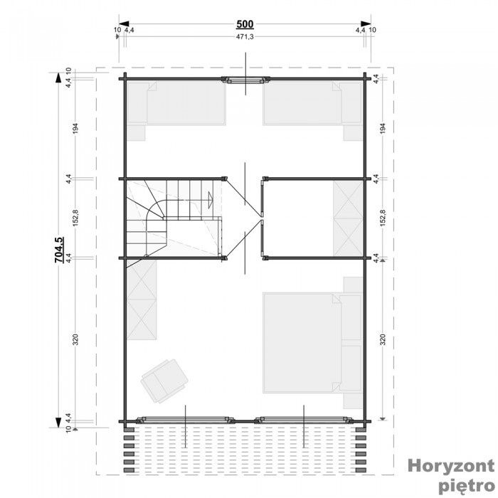 Drewniany Domek Całoroczny HORYZONT 65 + 21 M2