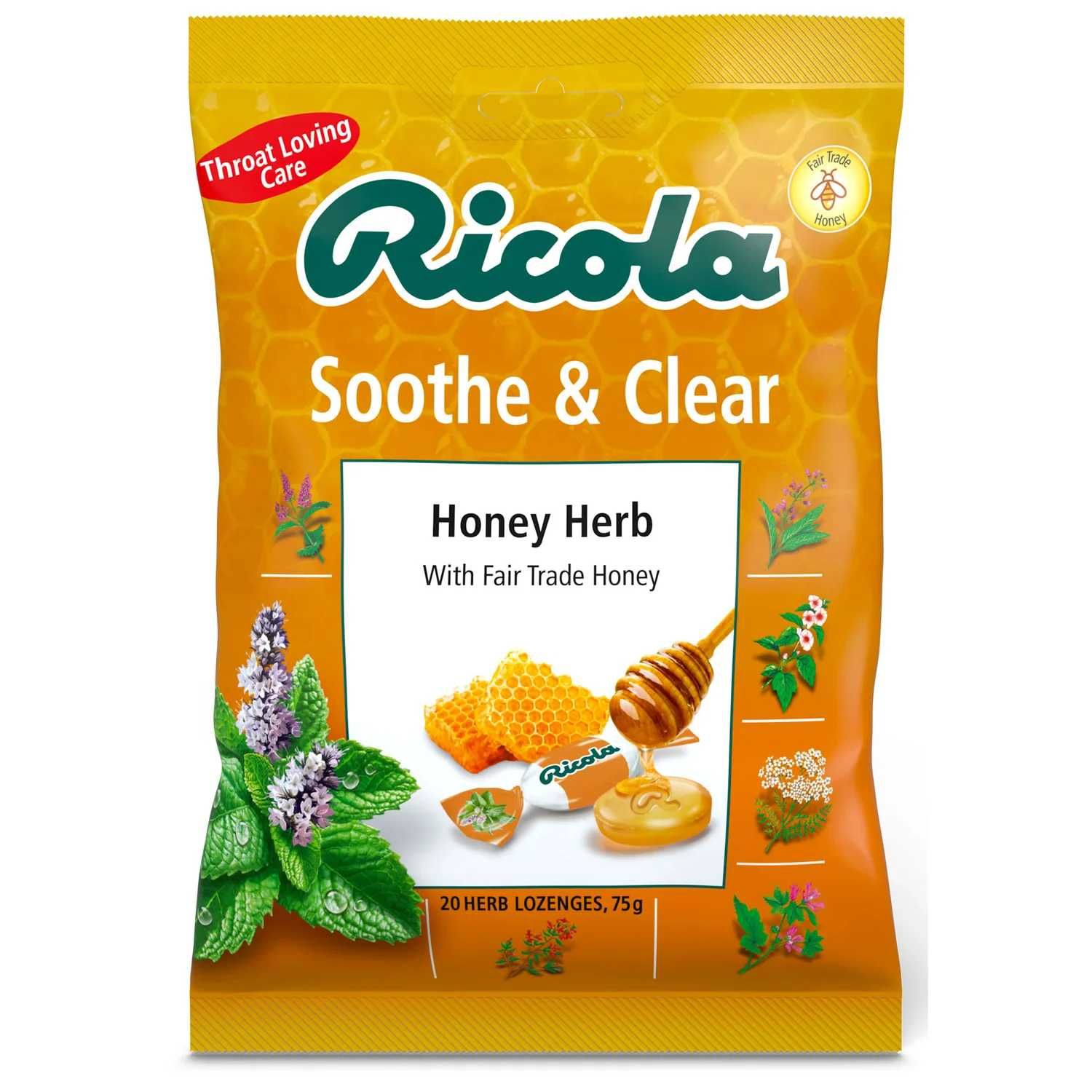 Льодяники від кашлю Ricola Honey Herb 75g cough drops bag