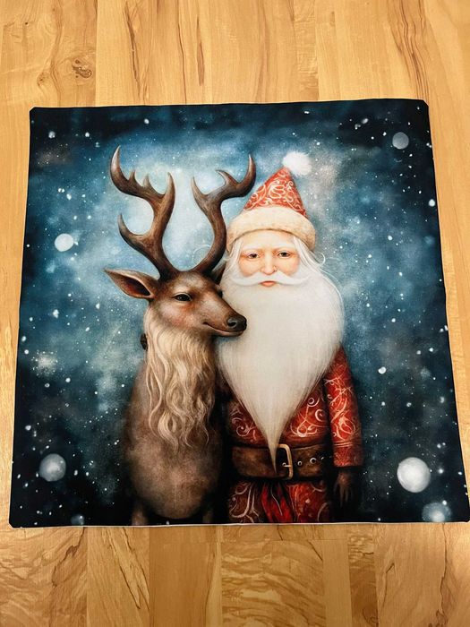 Poszewka na poduszkę święta świąteczna Mikołaj 45x45 szyta HANDMADE