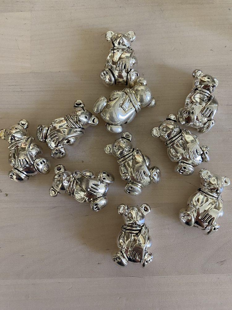 10 ursinhos em prata para colares, pulseiras, brincos