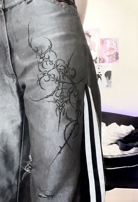 широкие джинсы кастом adidas