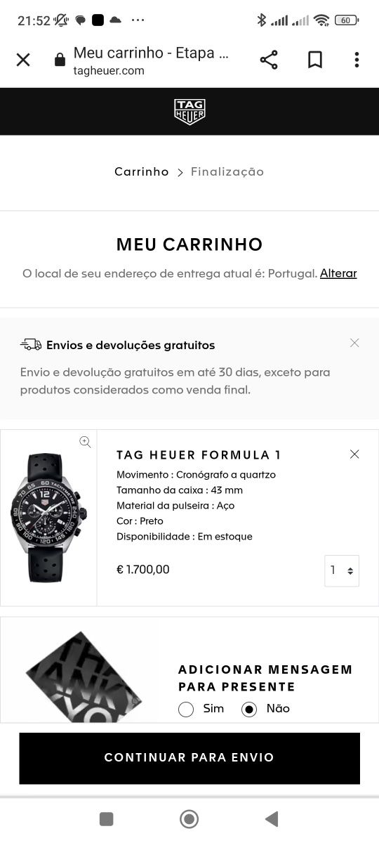 Tag Heuer fórmula 1 Chronograph Quartzo