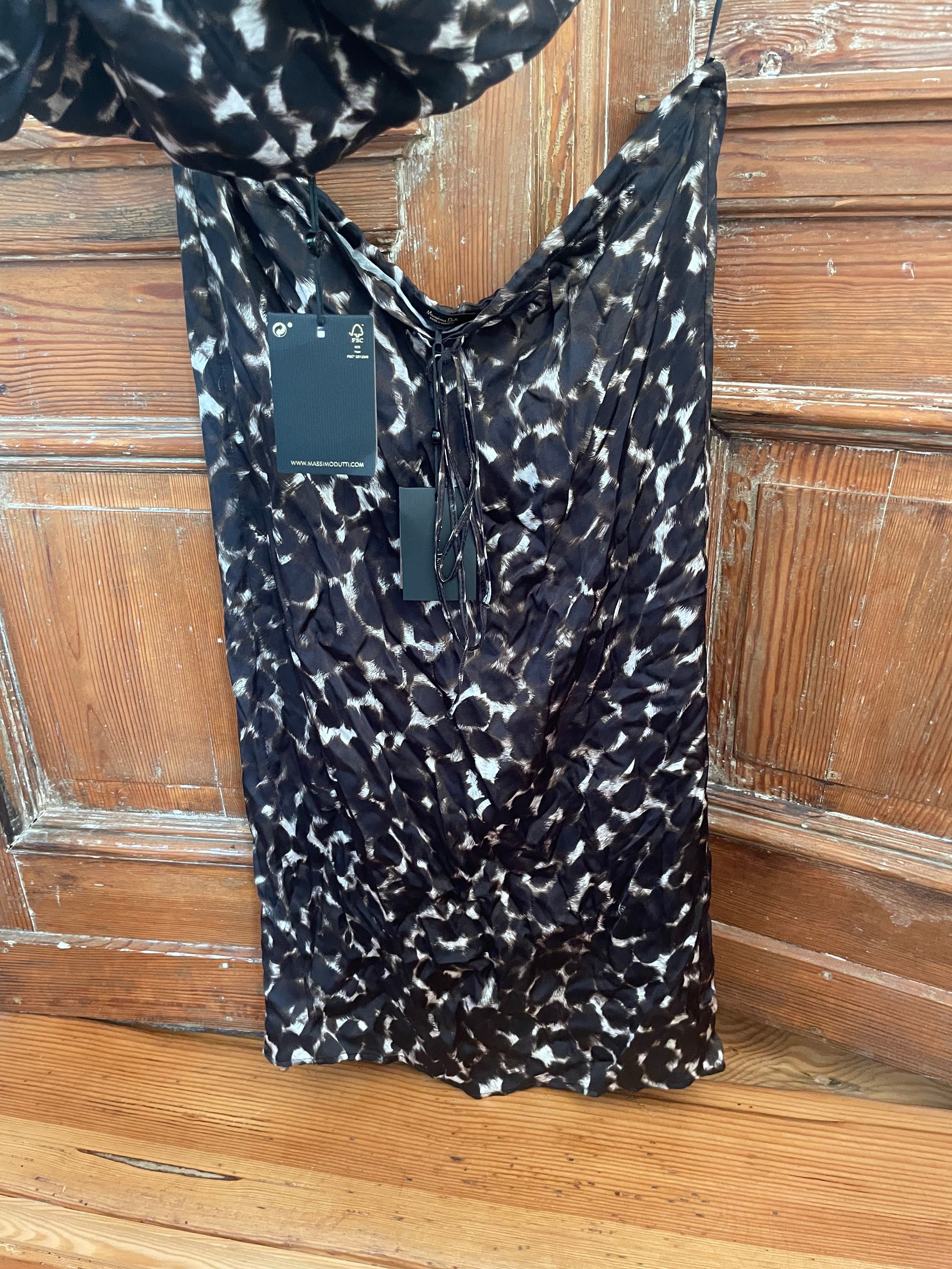 Massimo Dutti nowy komplet panterka leopard top spódnica midi wiskoza
