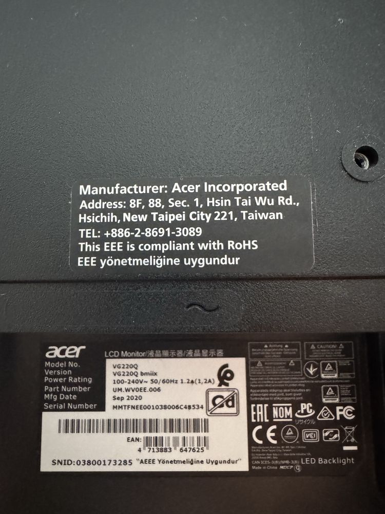 Monitor Acer Nitro VG220Qbmiix
