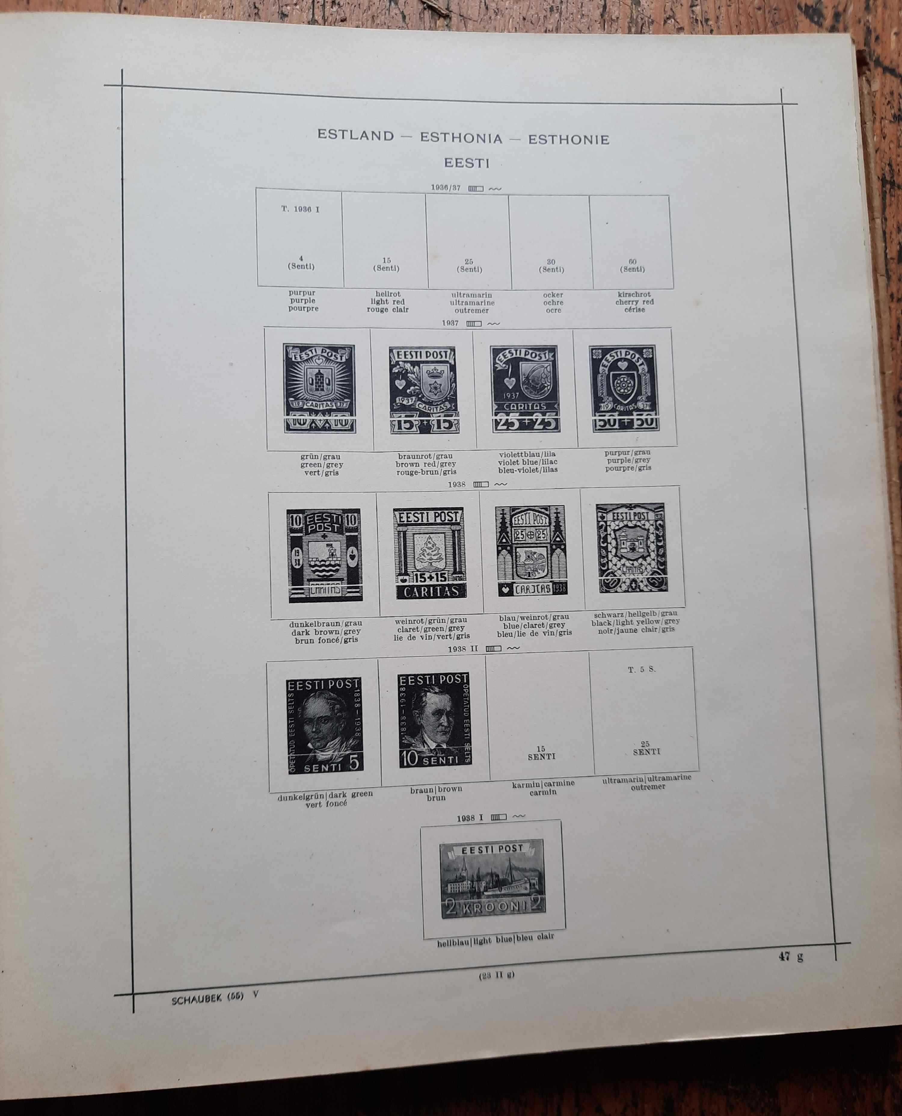 SCHAUBEK Album na znaczki pocztowe ok. 1930 Polska Litwa Holandia