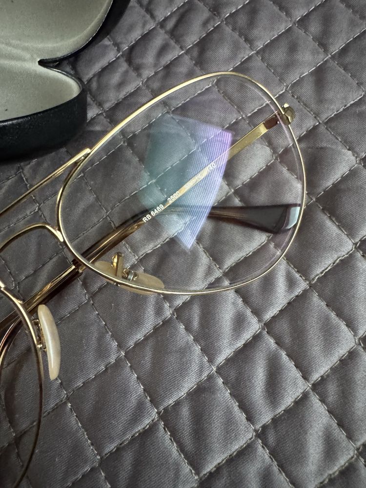 Okulary RayBan RB 6489 zerówki unisex 58 L złote pilotki