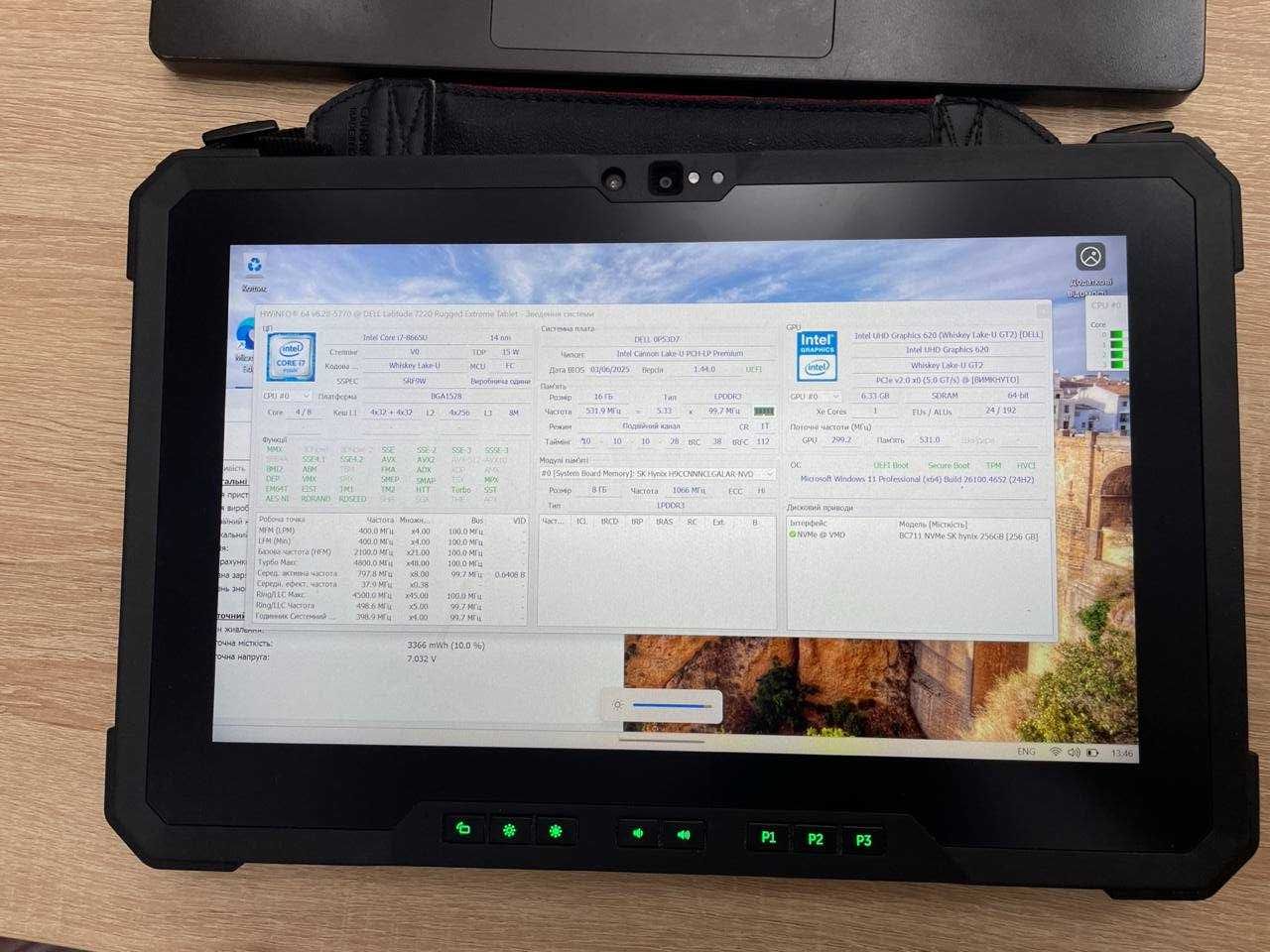 Dell Latitude 7220-12"core i7-8665U 16/256 Броньований планшет Windows