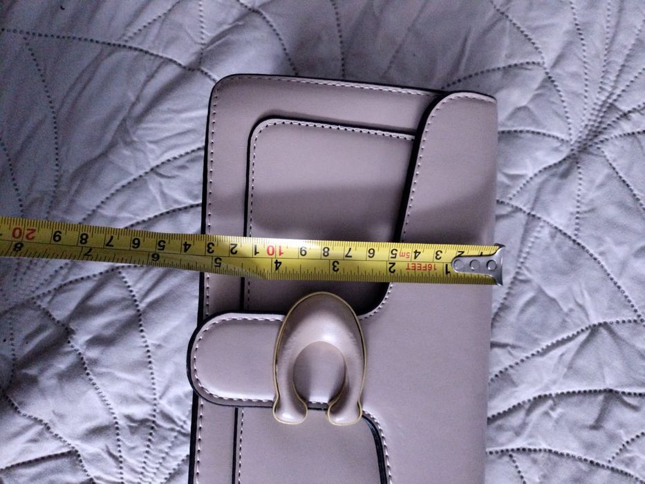 Torebka damska beżowa na ramię i do ręki dwa paski bdb