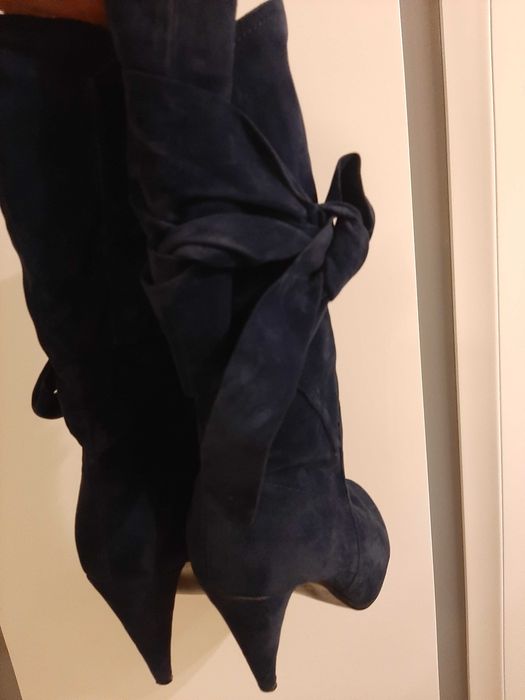 Kozaki zamszowe granatowe