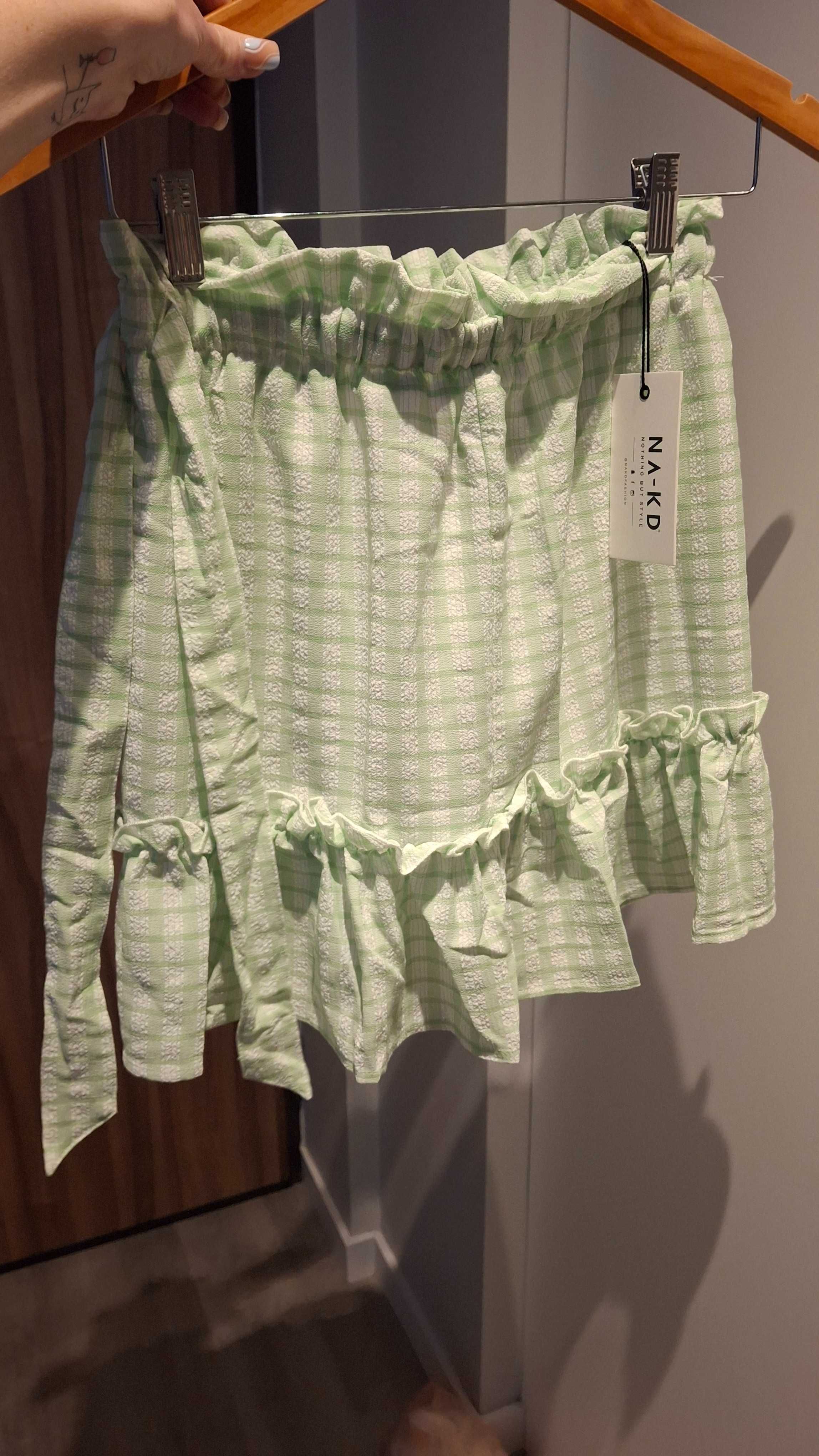 NA-KD nowa spódniczka krata pistacjowa lato lolita xs 34 90 s vibe min