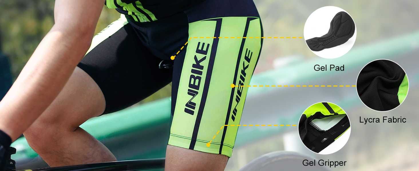 INBIKE Krótkie Spodenki Rowerowe Uniseks 3D Żelowe Oddychające (361b)