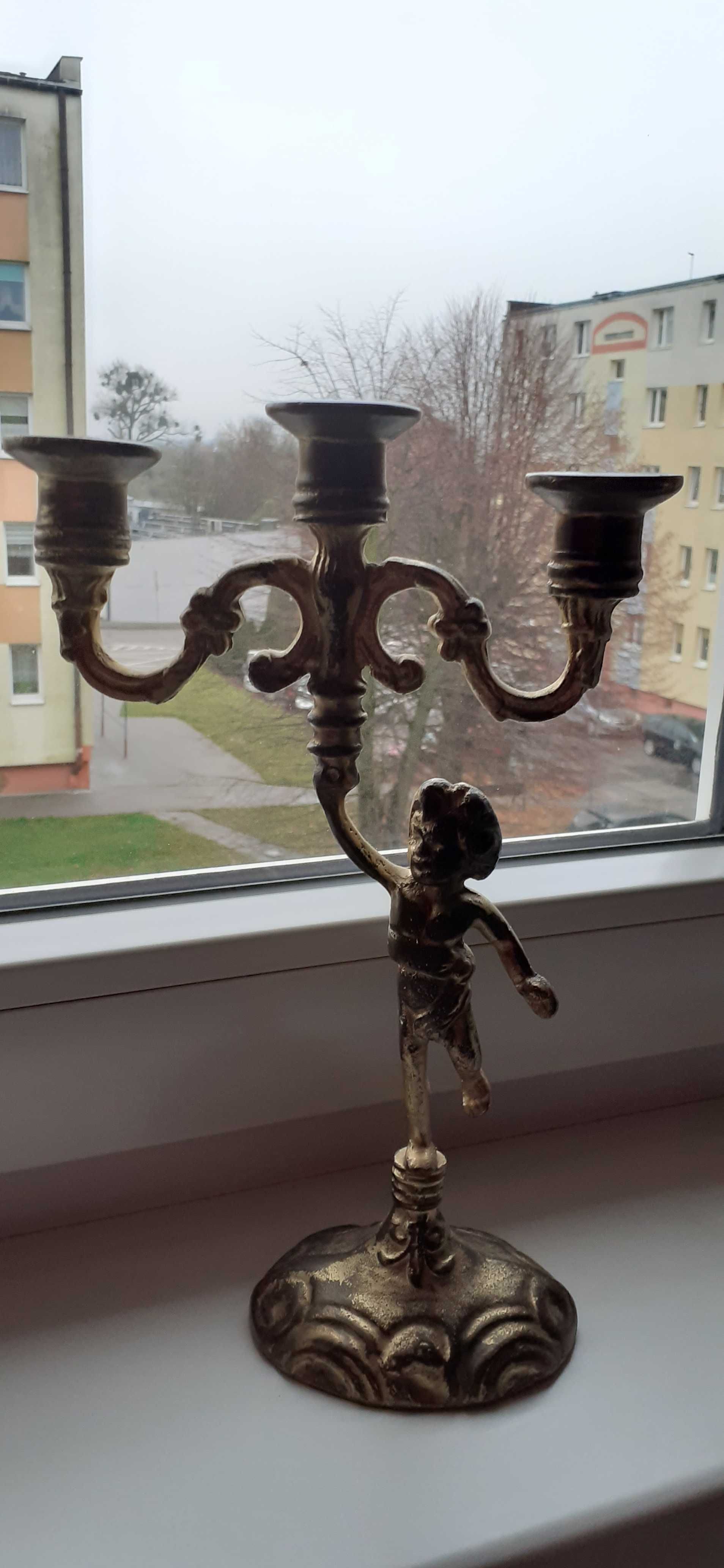 Kandelabr-świecznik  na trzy świece brąz Vintage.