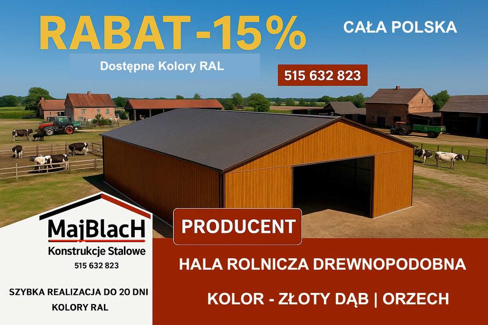 Garaż Blaszany Dwuspadowy/Wiata Stalowa/Konstrukcja Stalowa –Maj-Blach