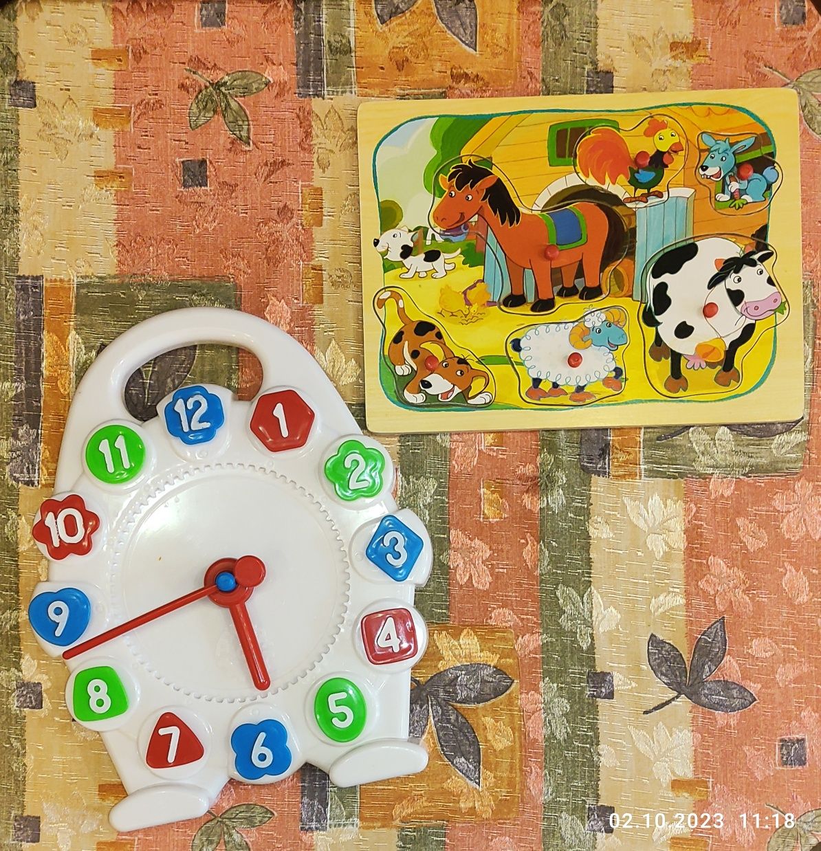 Часы детские годинник пазл мозаика развивающие деревянные