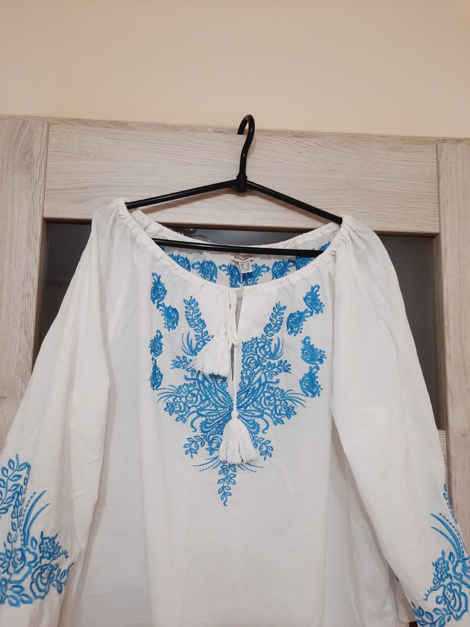 Alba Moda cudna tunika boho z haftem bawełna 46-48