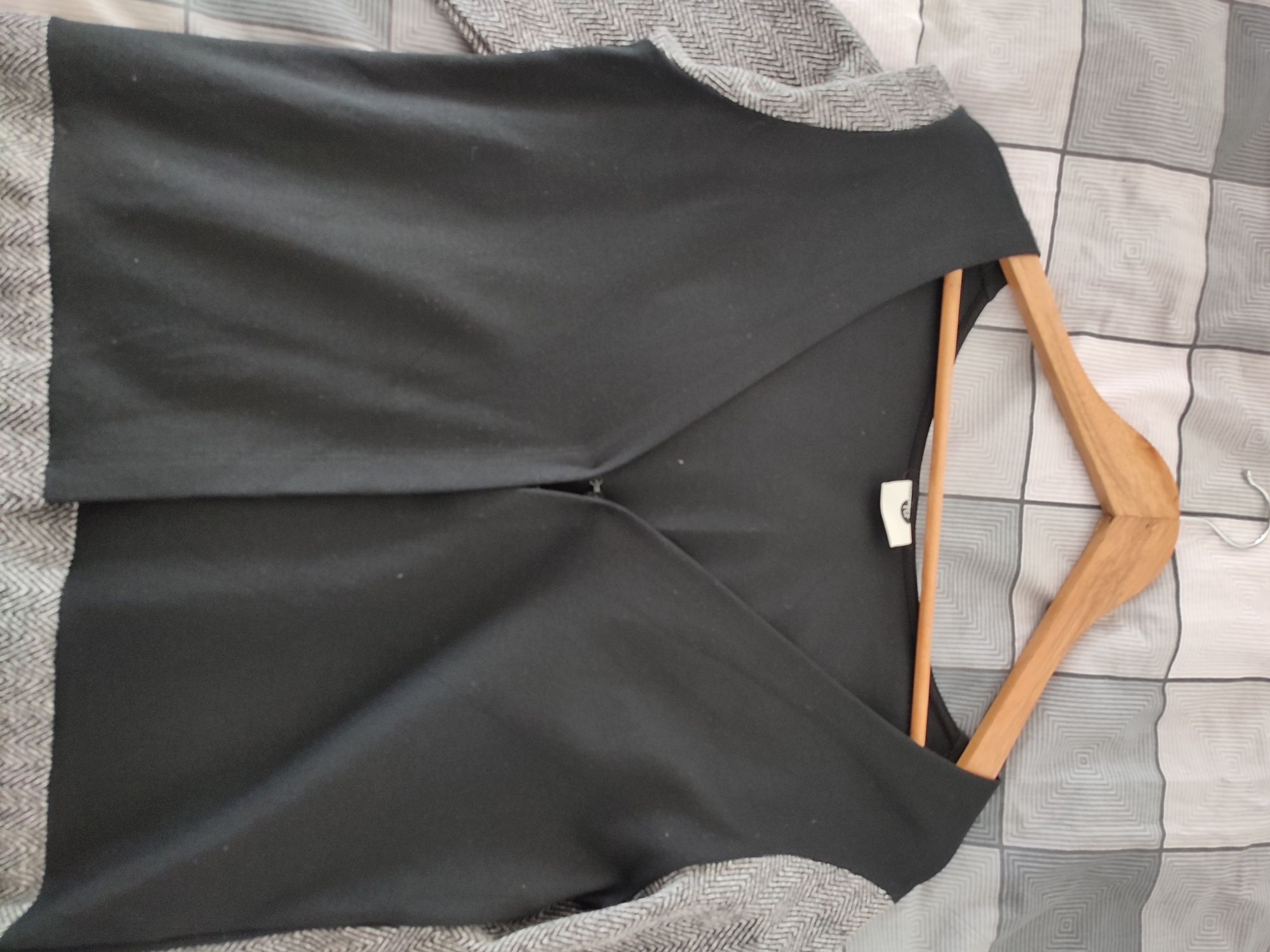 Żakiet narzutka marynarka damska długa elegancka M czarna