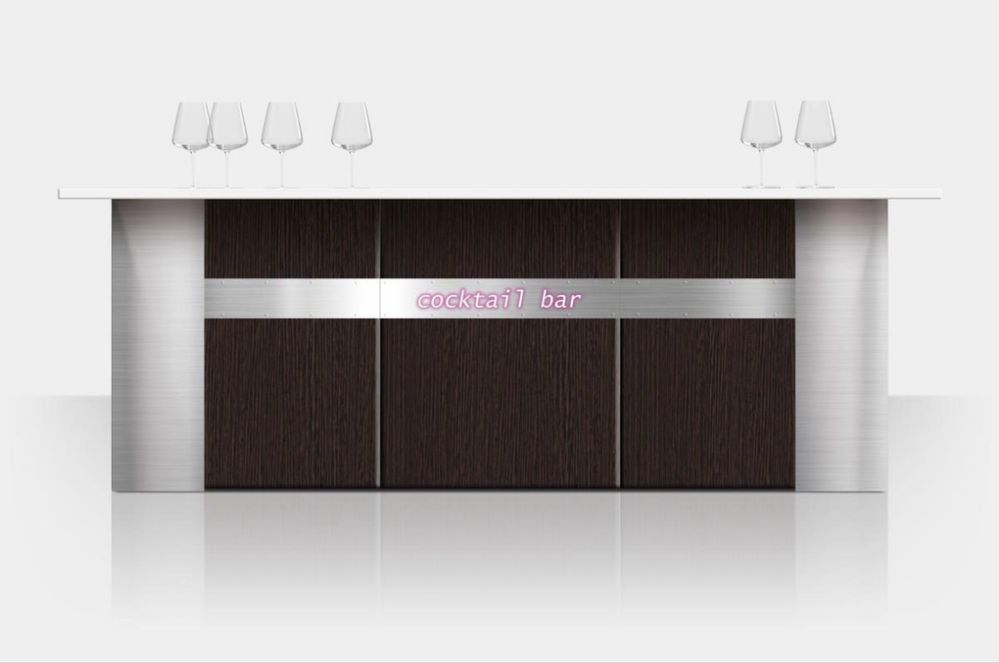 Bar modułowy mobilny wymiary 331,5 x 120 cm