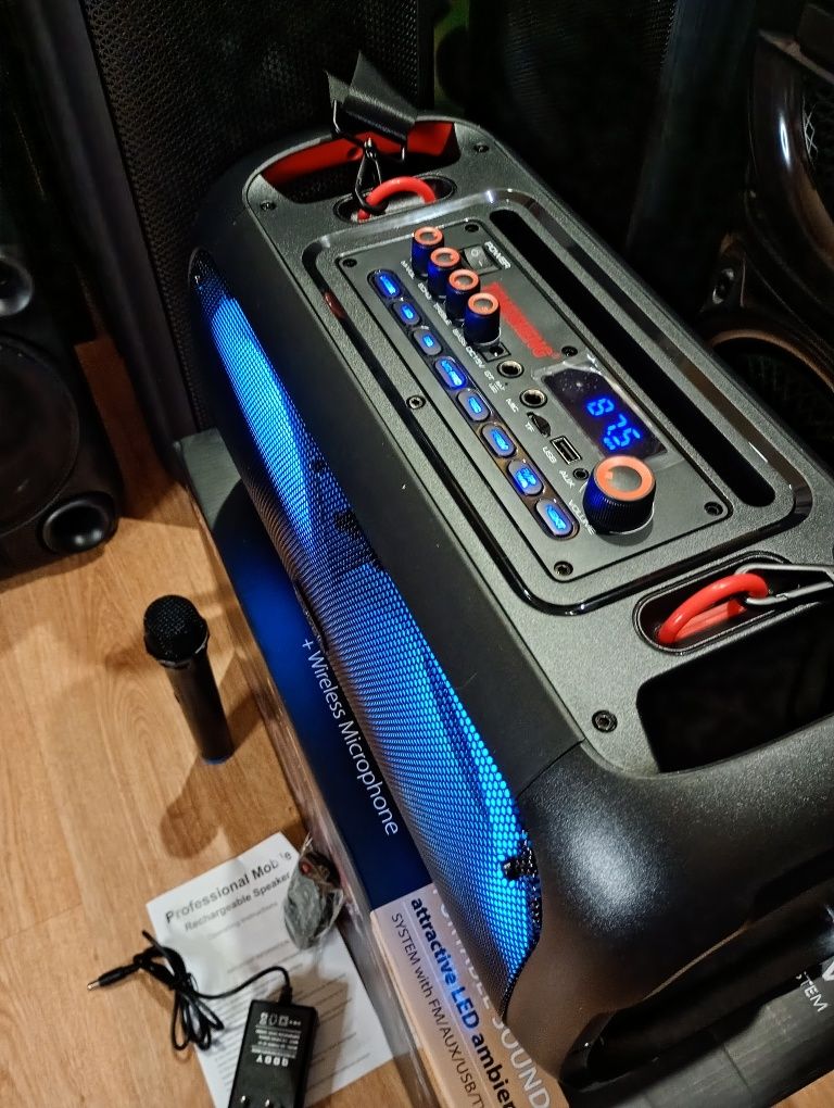 Караоке акустика Temeisheng-16(блютуз, microSD,USB,FM)ПультДУ, 2микроф