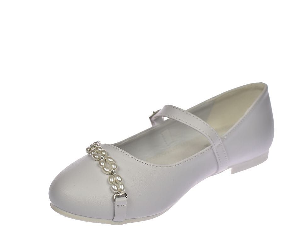 Buty komunijne dziewczęce balerinki białe K48/23  roz. 33
