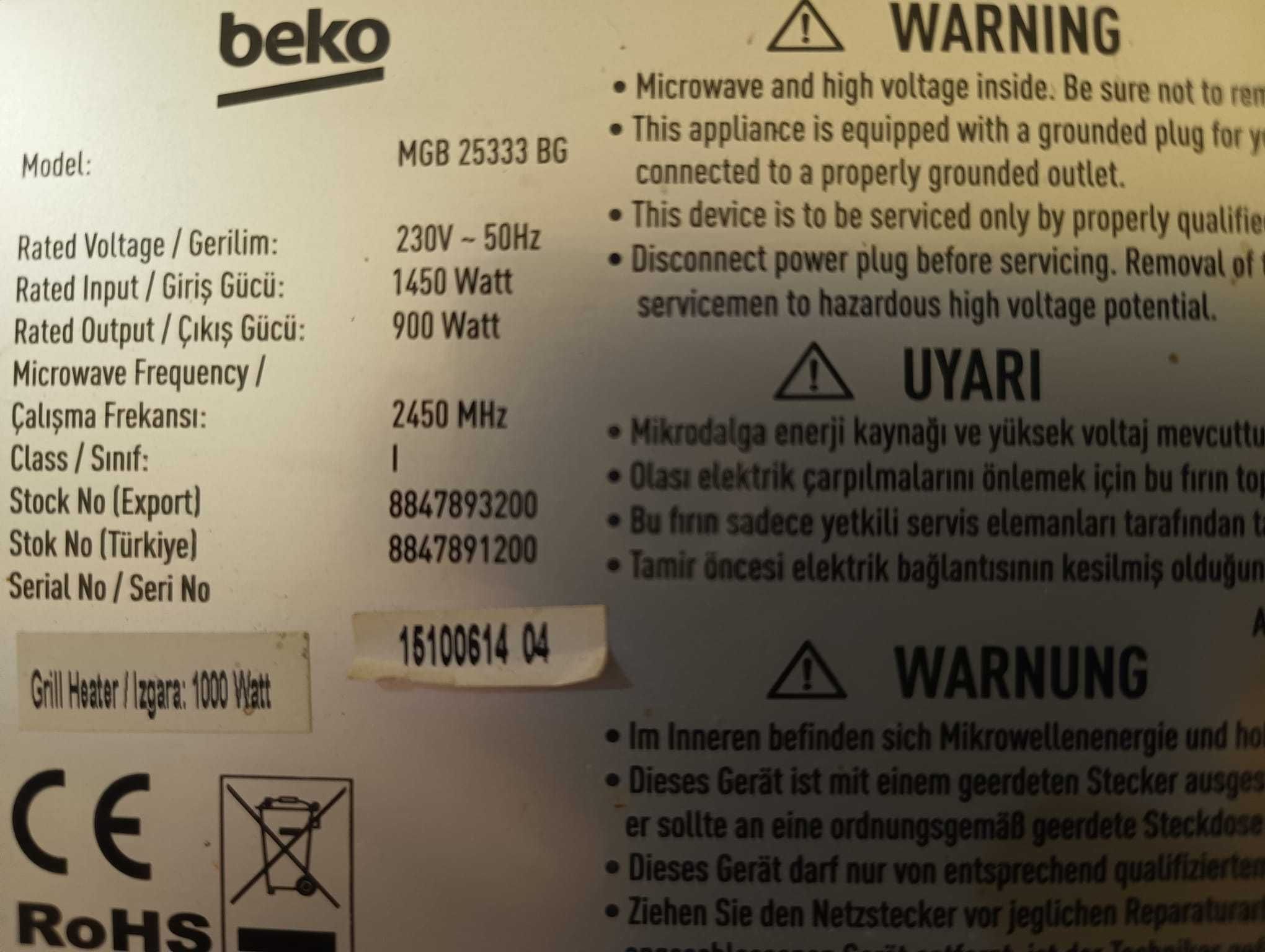 Mikrofala BEKO MGB25333BG nieużywana