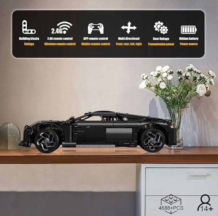 Samochód sportowy zdalnie sterowany Supercar z klocków 1:8 4688 el.