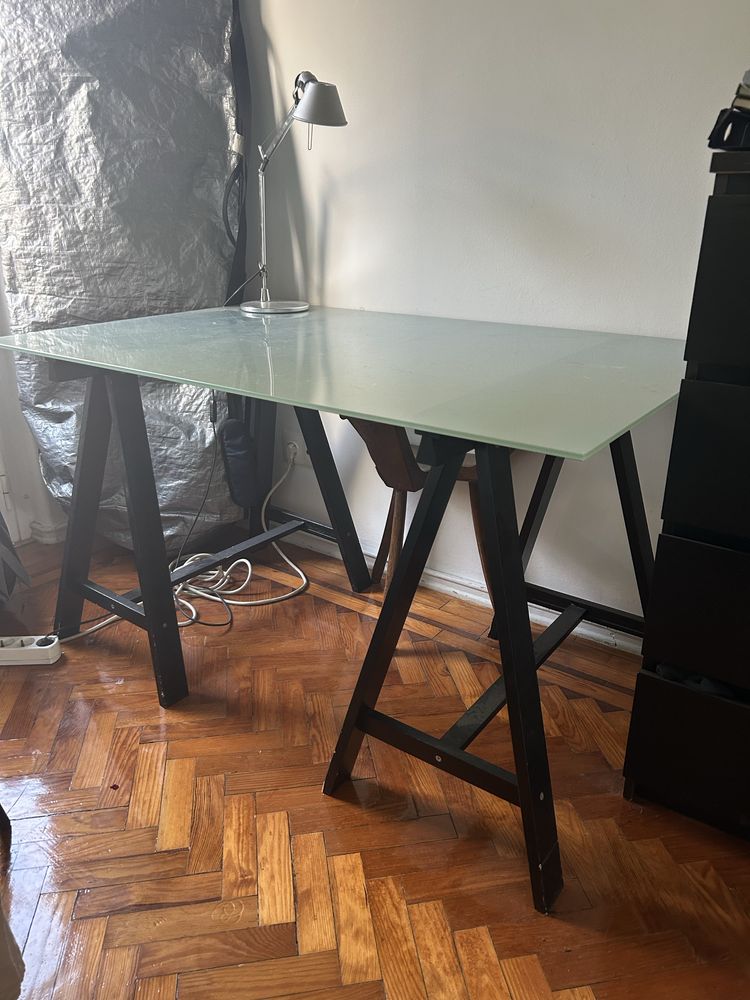 Secretaria tampo em vidro
