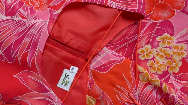Real Vintage modowa perełka długia sukienka 36 S 100% wiskoza tropical