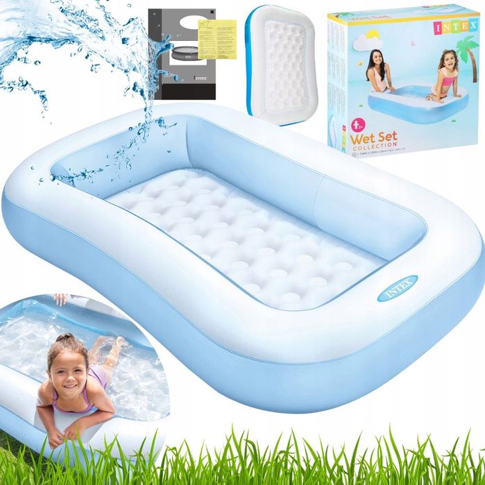 basen dla dzieci duży bezpieczne dmuchane dno ogród/balkon xxl 166x100