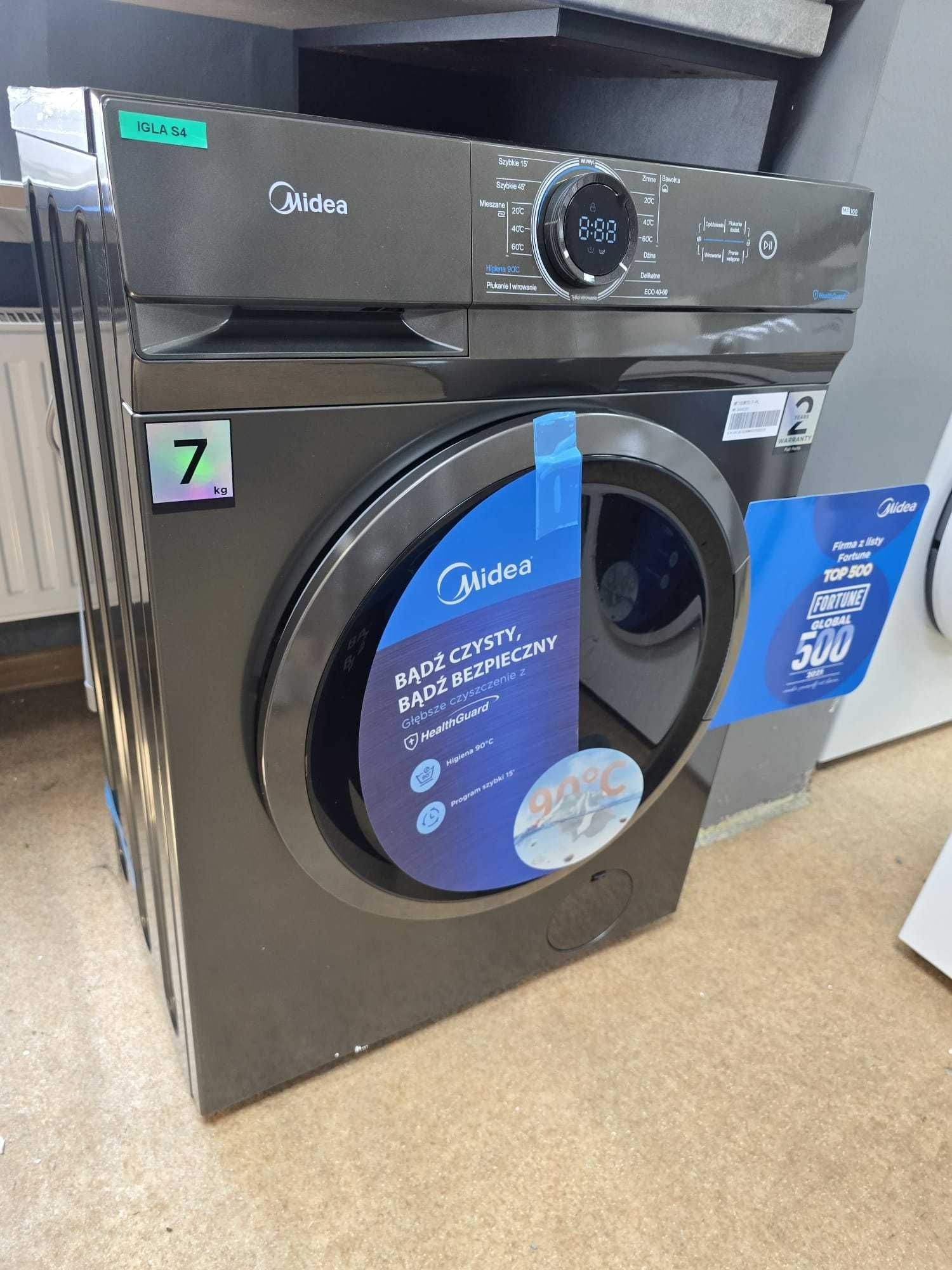 NOWA Midea Pralka Slim MF100W70/T- 1200obr 7 kg srebrna gwar 2 lata S4