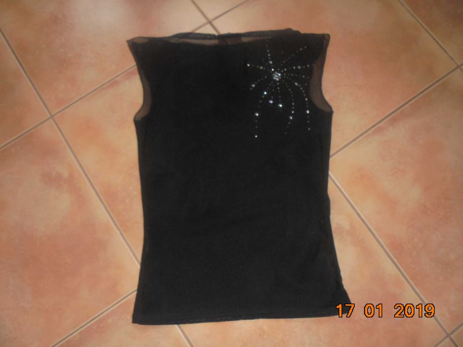 Piękna czarna bluzka plecy z siateczki MORGAN S/M