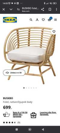 Fotel Ikea BUSKBO ratanowy
