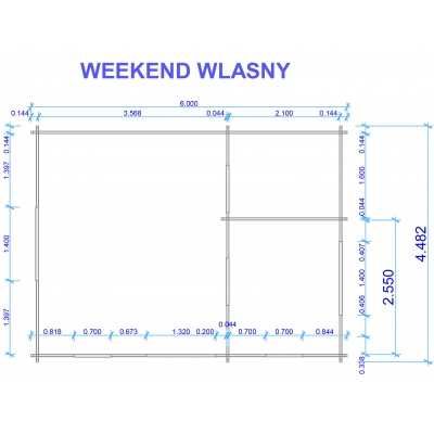Domek drewniany weekend (6x4,5m) +12m2 taras