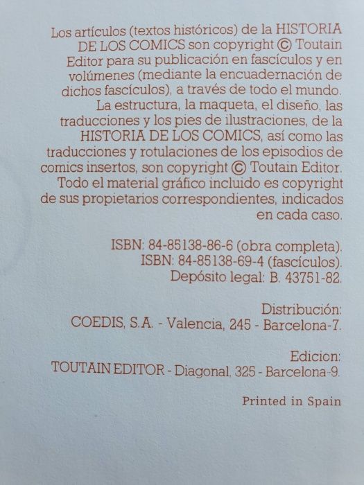 Historia de los Comics: Enciclopédia de Banda Desenhada, 1982