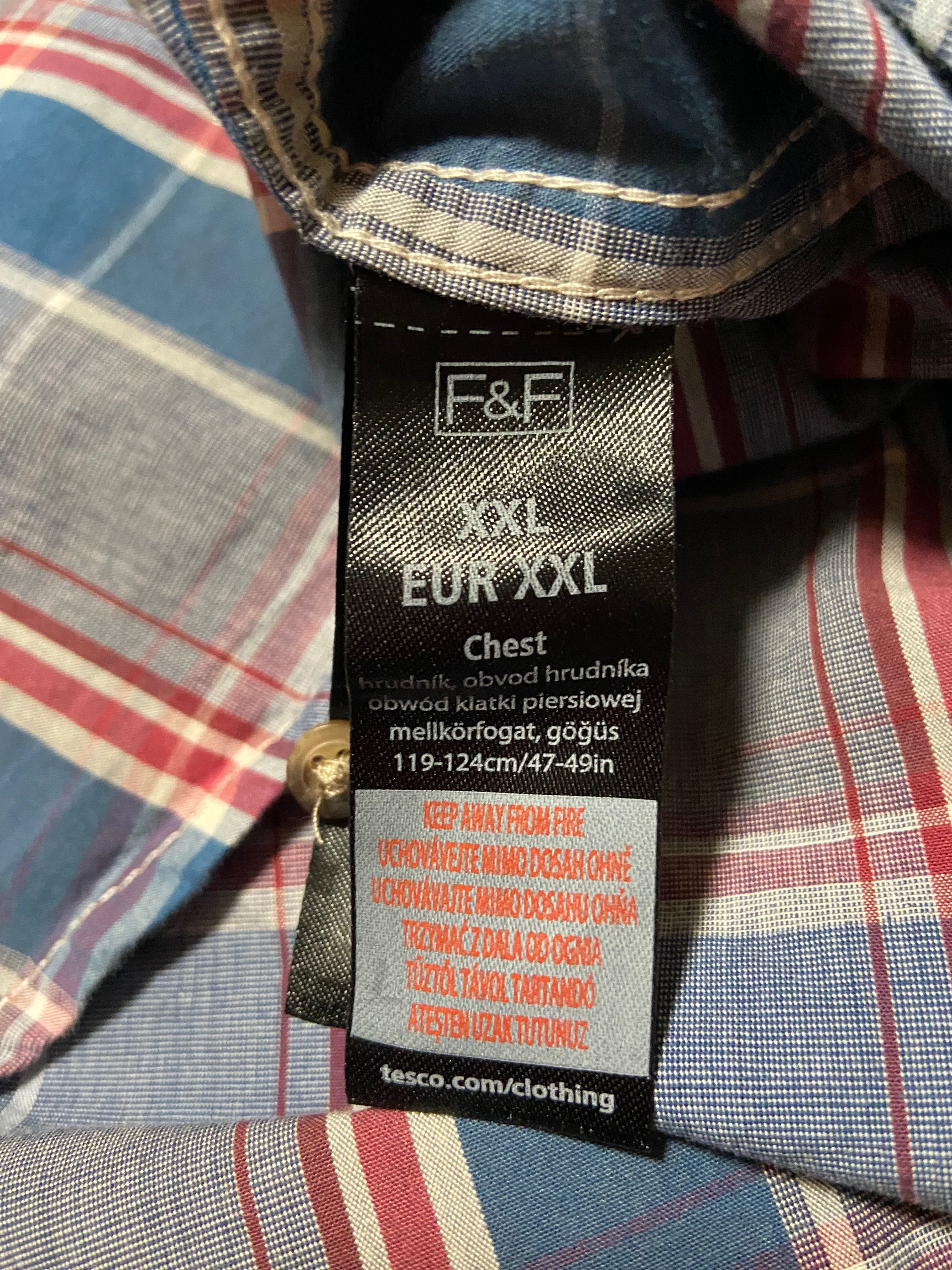 F&F Мужская рубашка клетчатая поло polo XXL xxl 2xl f&f сорочка клетку