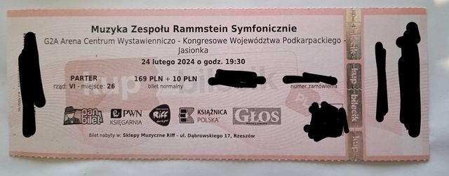 Bilet na koncert Rammstein Symfonicznie Rzeszów Jasionka 24.02.24