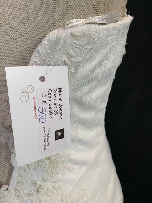 Nowa Ekskluzywna suknia ślubna z metką 38 M Syrena tren brokat syrena