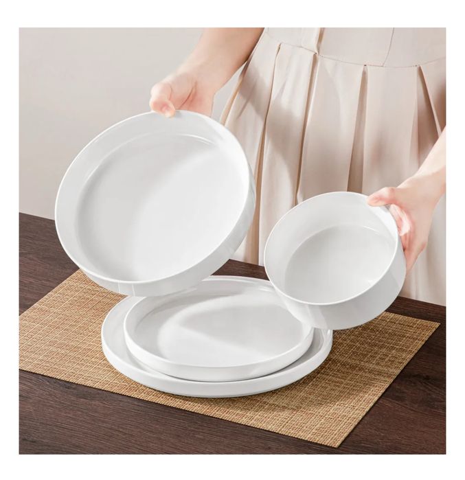 Serwis obiadowy MALACASA 24 el. dla 6 osób – porcelana, biały