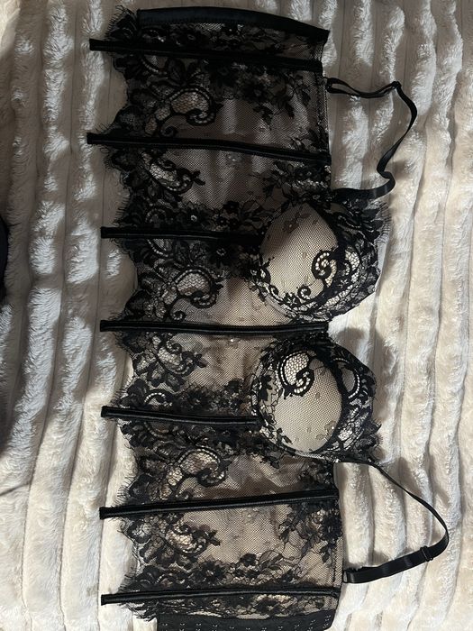 Корсет ажурний чорно-бежевий